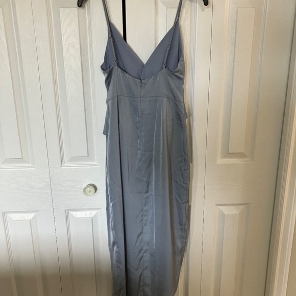 Floret Studios - Gathered Slip Dress, Midi - Light Slate - Picture 5 of 8